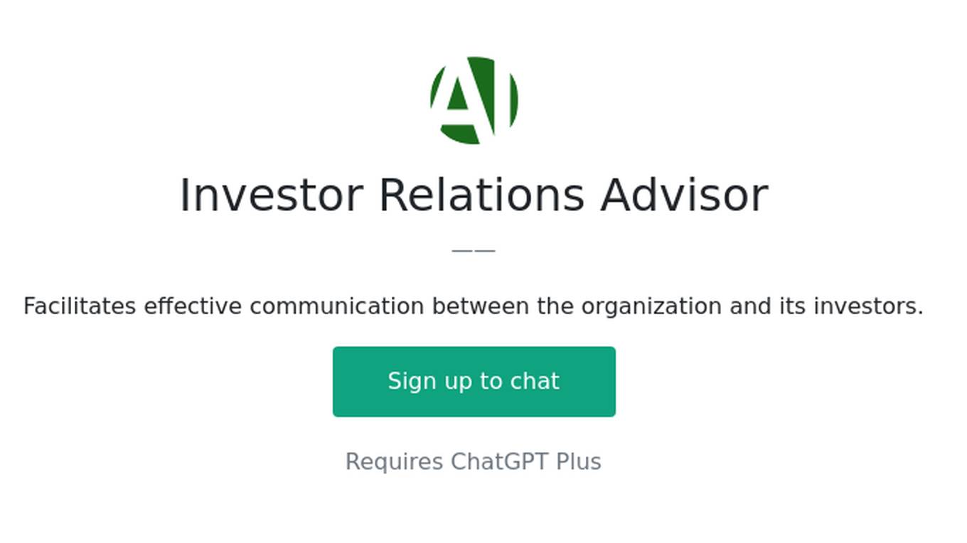 Investor Relations Advisor Screenshot