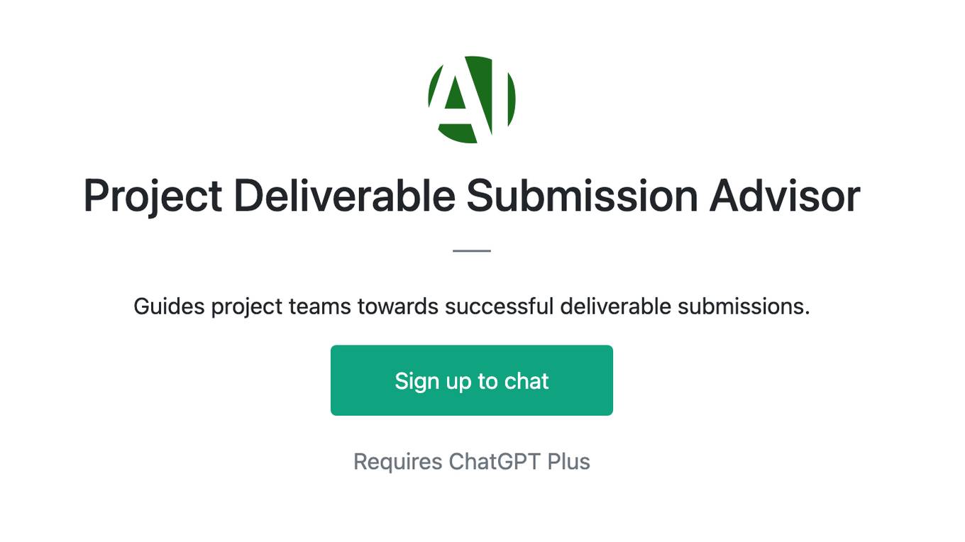 Project Deliverable Submission Advisor Screenshot