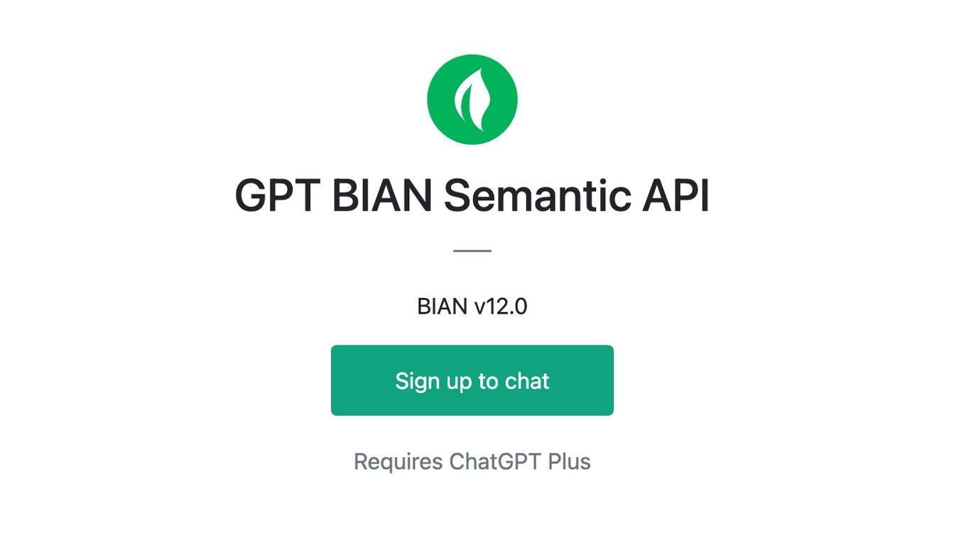 GPT BIAN Semantic API Screenshot