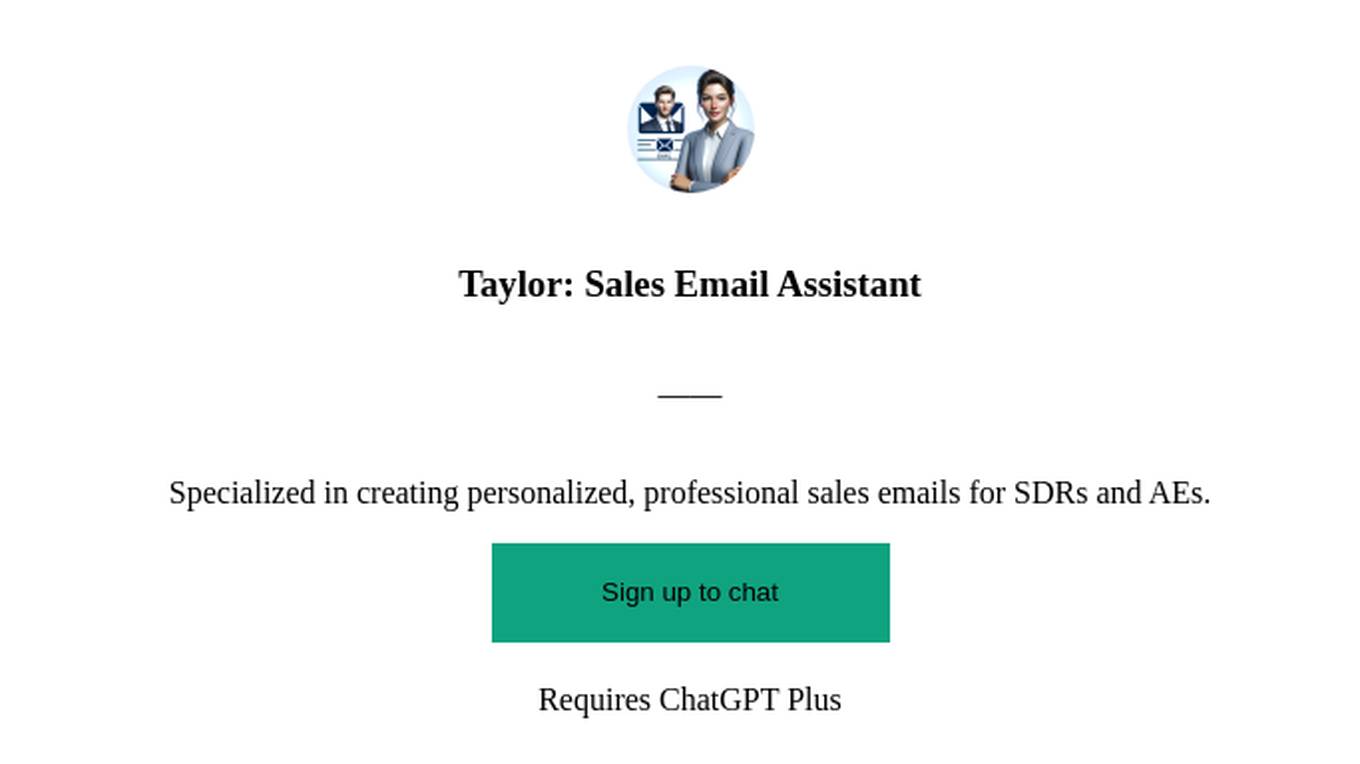 Taylor: Sales Email Assistant Screenshot