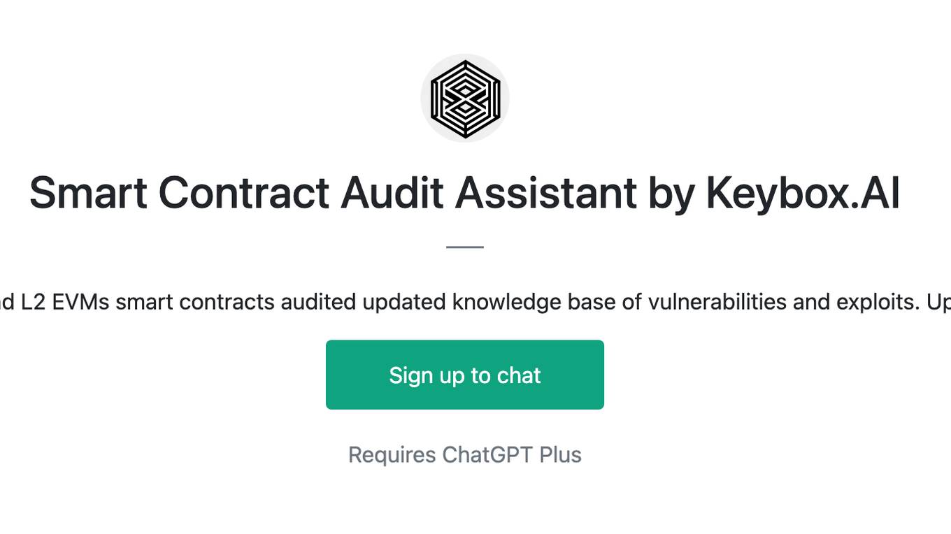 Smart Contract Audit Assistant by Keybox.AI Screenshot