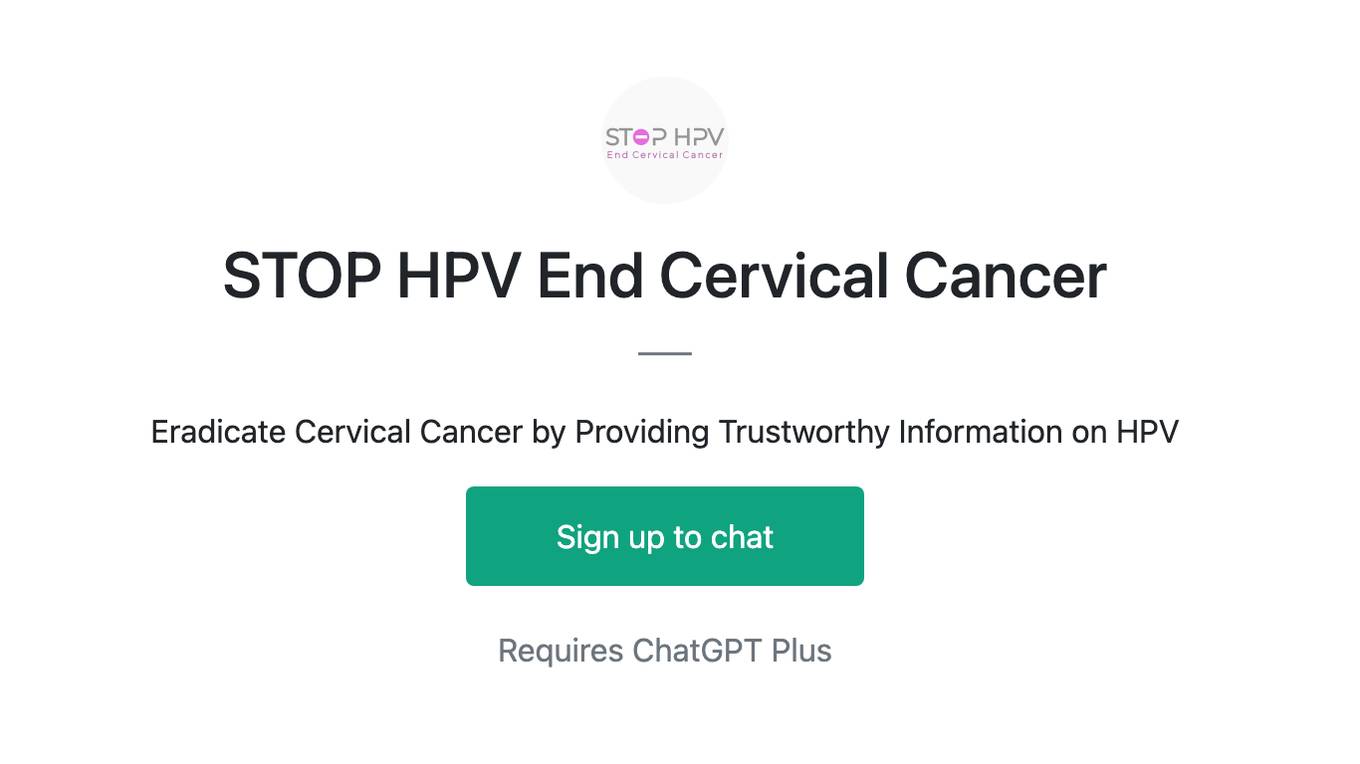 STOP HPV End Cervical Cancer Screenshot