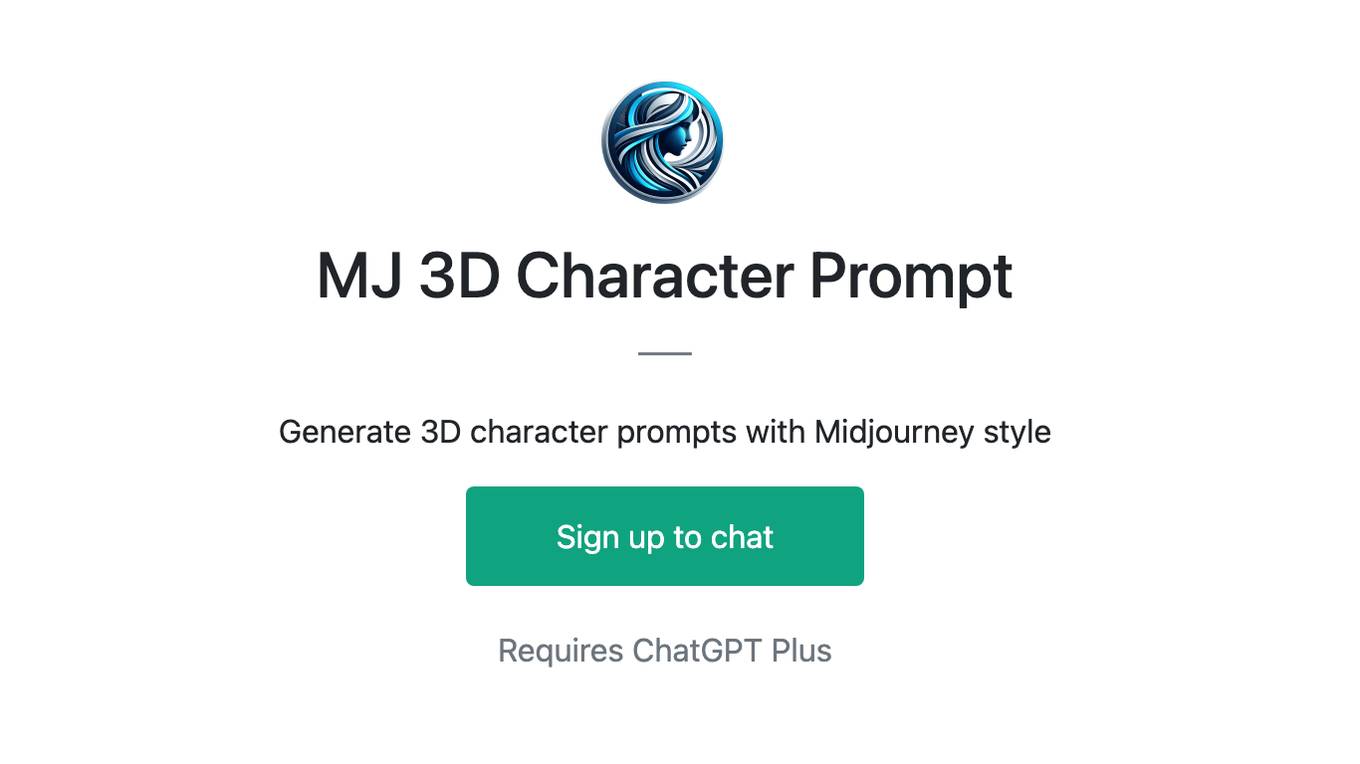 MJ 3D Character Prompt Screenshot