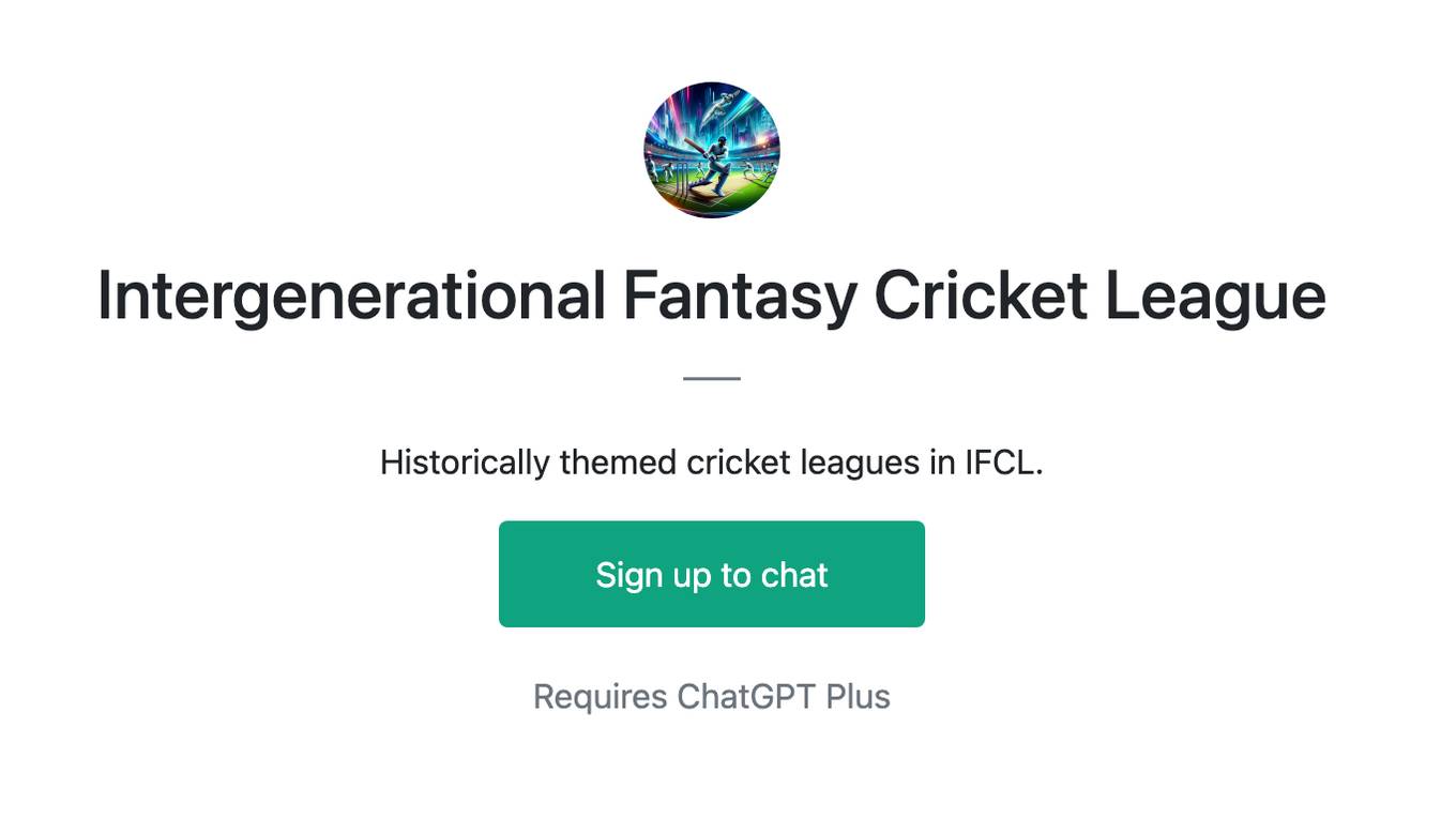 Intergenerational Fantasy Cricket League Screenshot