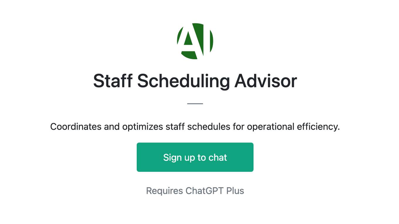 Staff Scheduling Advisor Screenshot