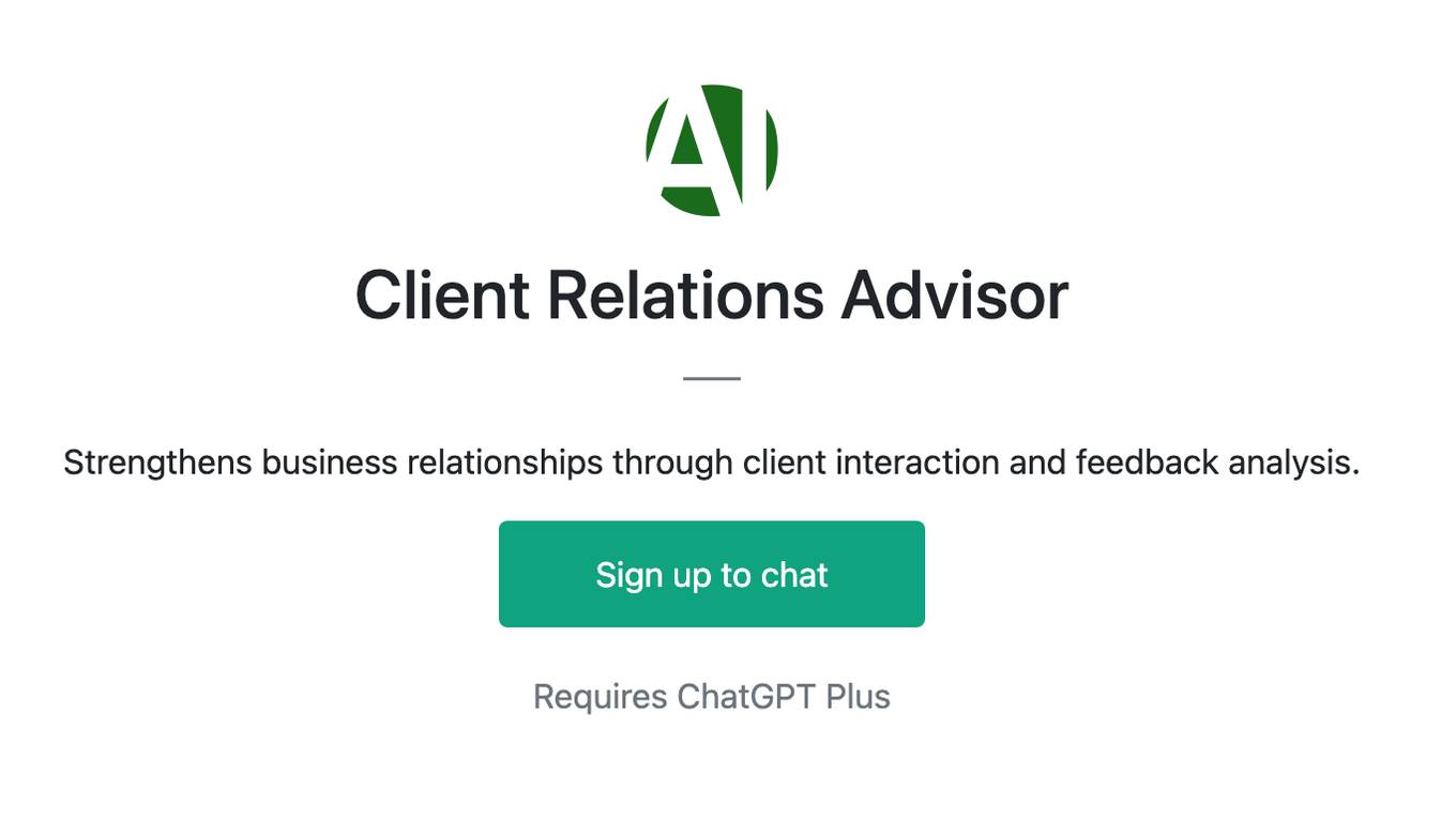 Client Relations Advisor Screenshot