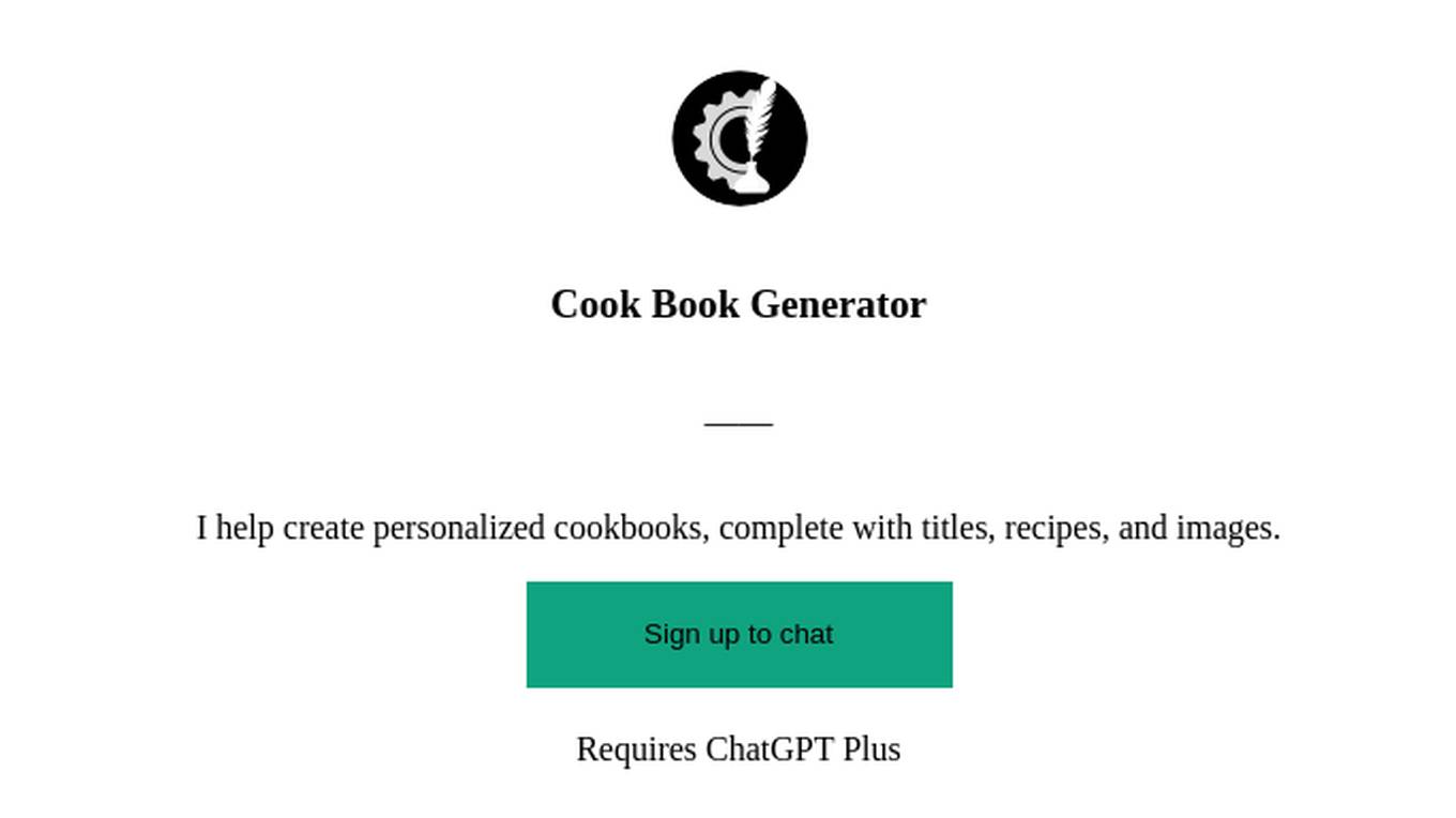 Cook Book Generator Screenshot