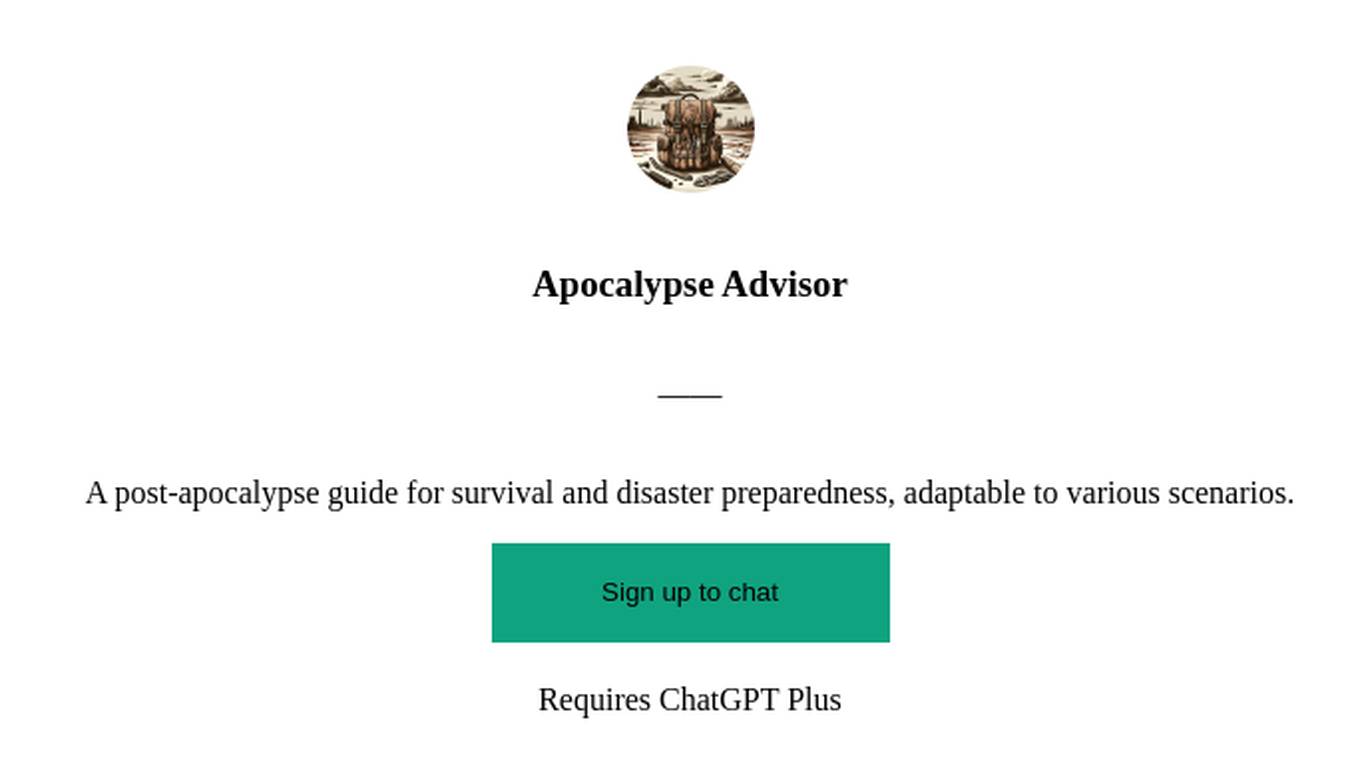 Apocalypse Advisor Screenshot