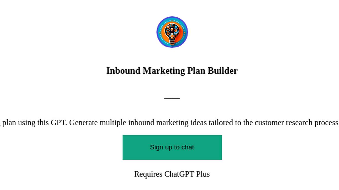 Inbound Marketing Plan Builder Screenshot