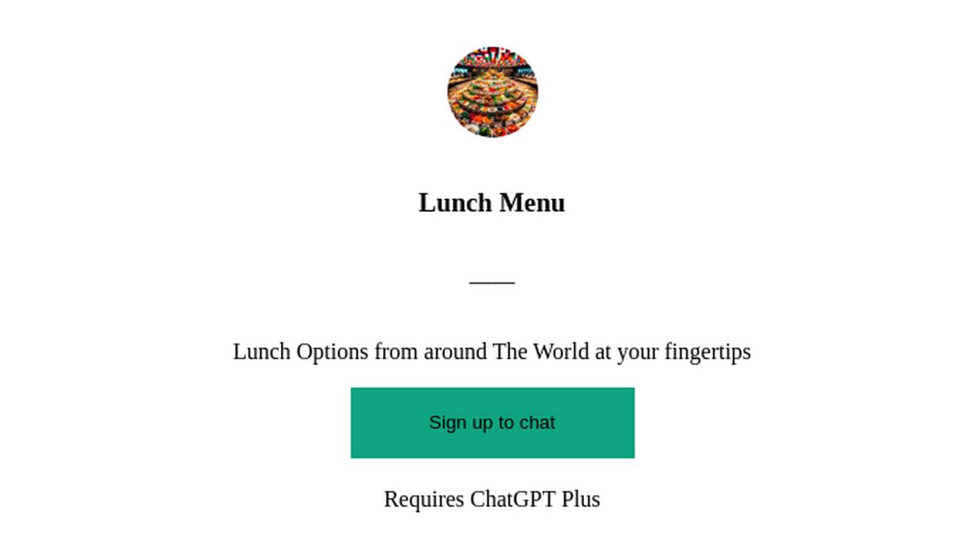 Lunch Menu Screenshot