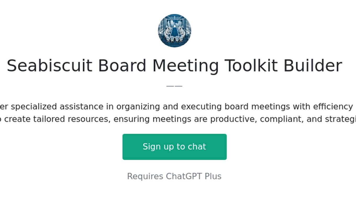 Seabiscuit Board Meeting Toolkit Builder Screenshot