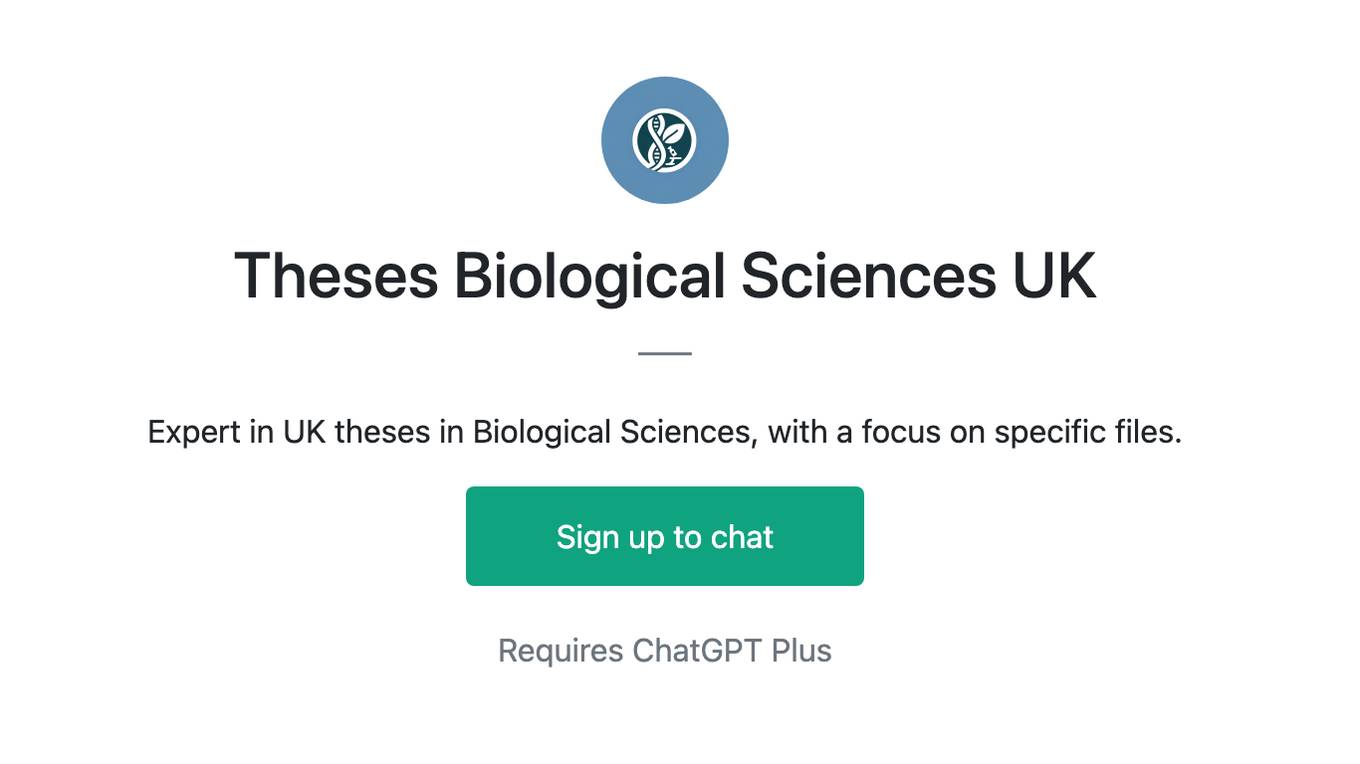 Theses Biological Sciences UK Screenshot