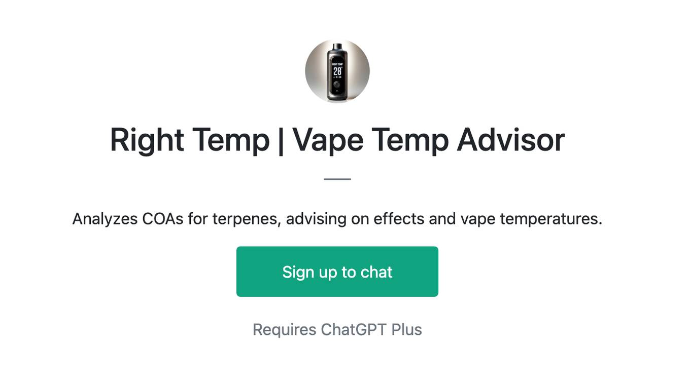 Right Temp | Vape Temp Advisor Screenshot