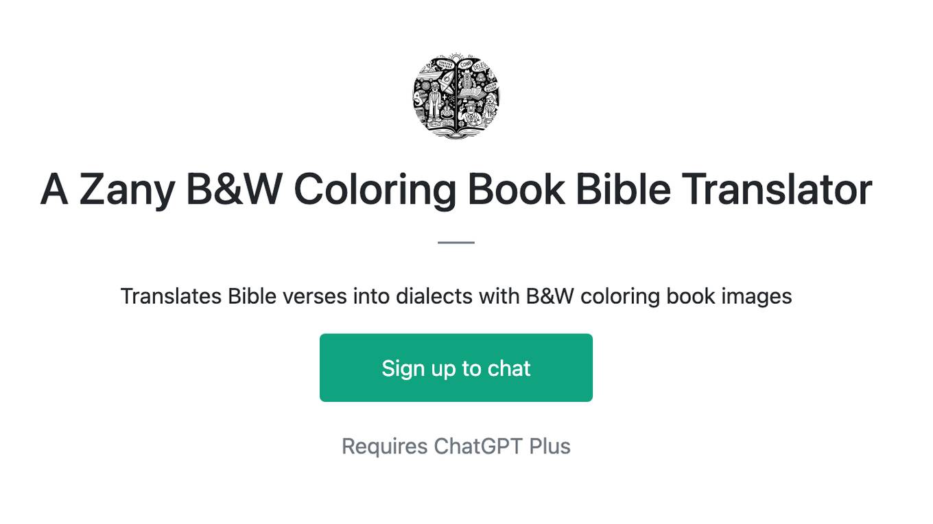 A Zany B&W Coloring Book Bible Translator Screenshot