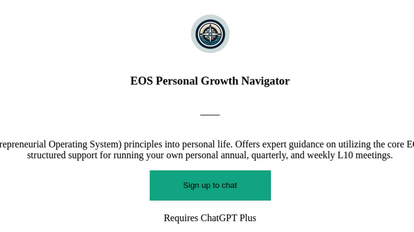 EOS Personal Growth Navigator Screenshot