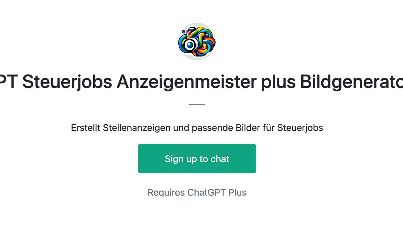 GPT Steuerjobs Anzeigenmeister plus Bildgenerator Screenshot