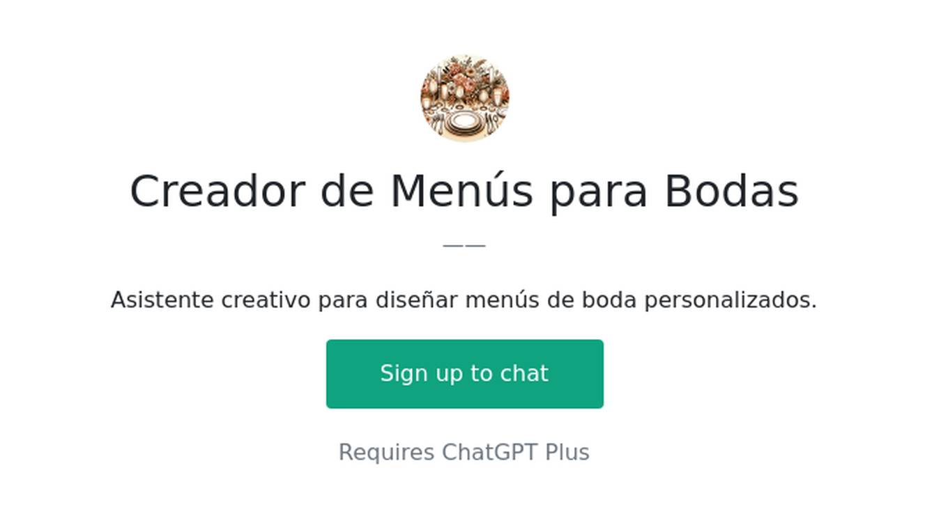 Creador de Menús para Bodas Screenshot