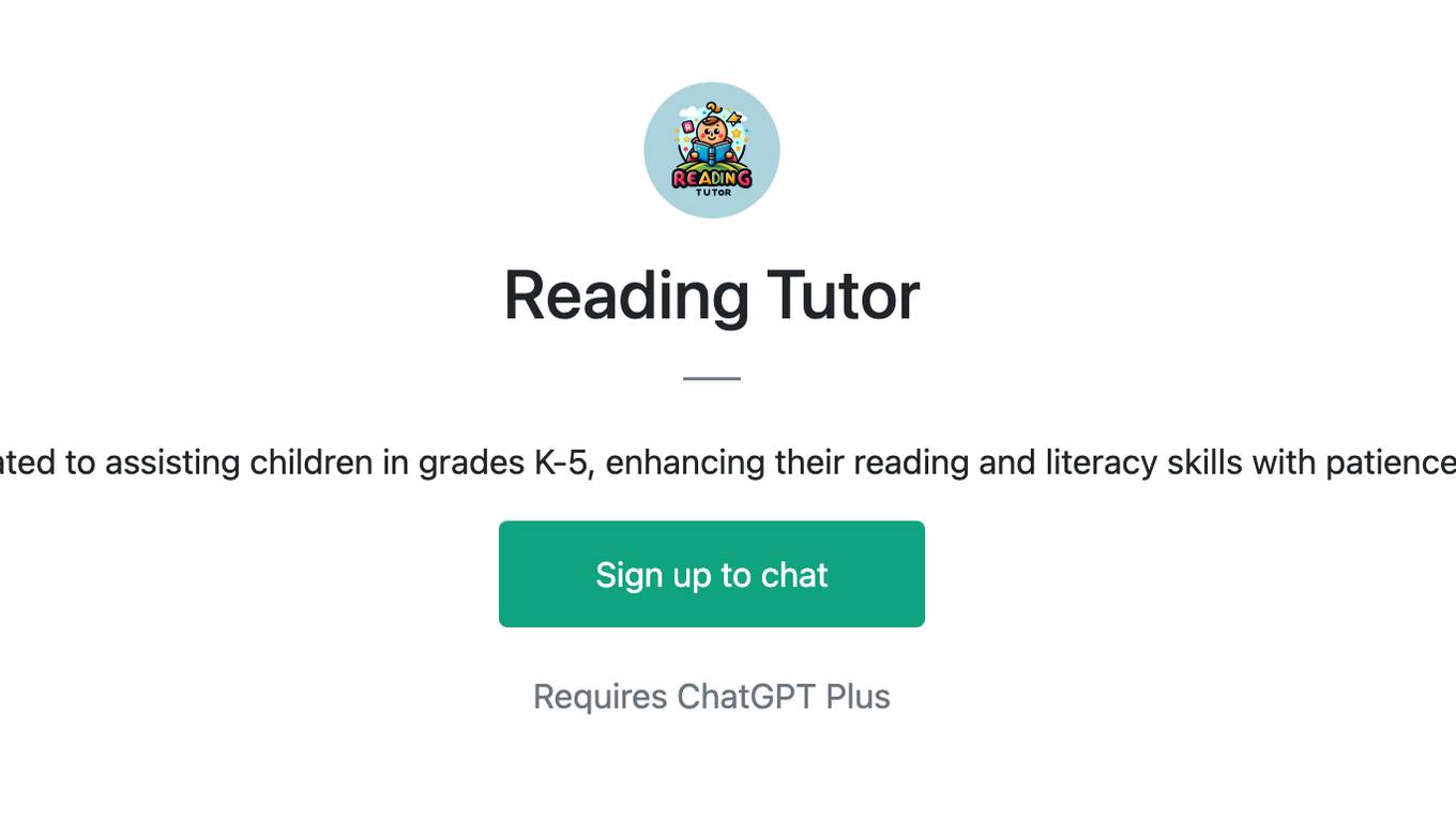 Reading Tutor Screenshot