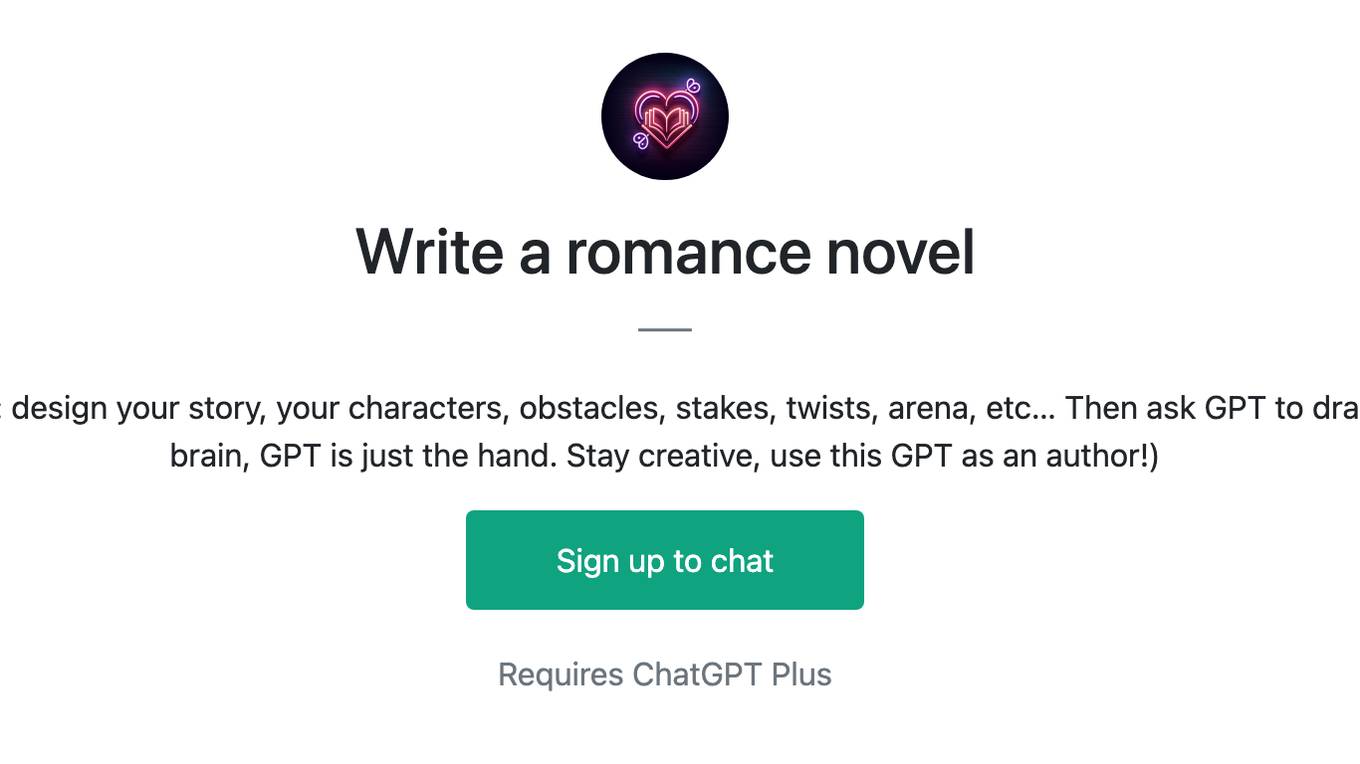 Write a romance novel Screenshot