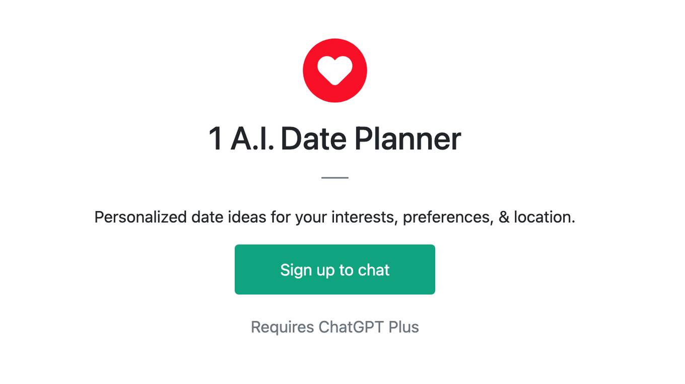 1 A.I. Date Planner Screenshot