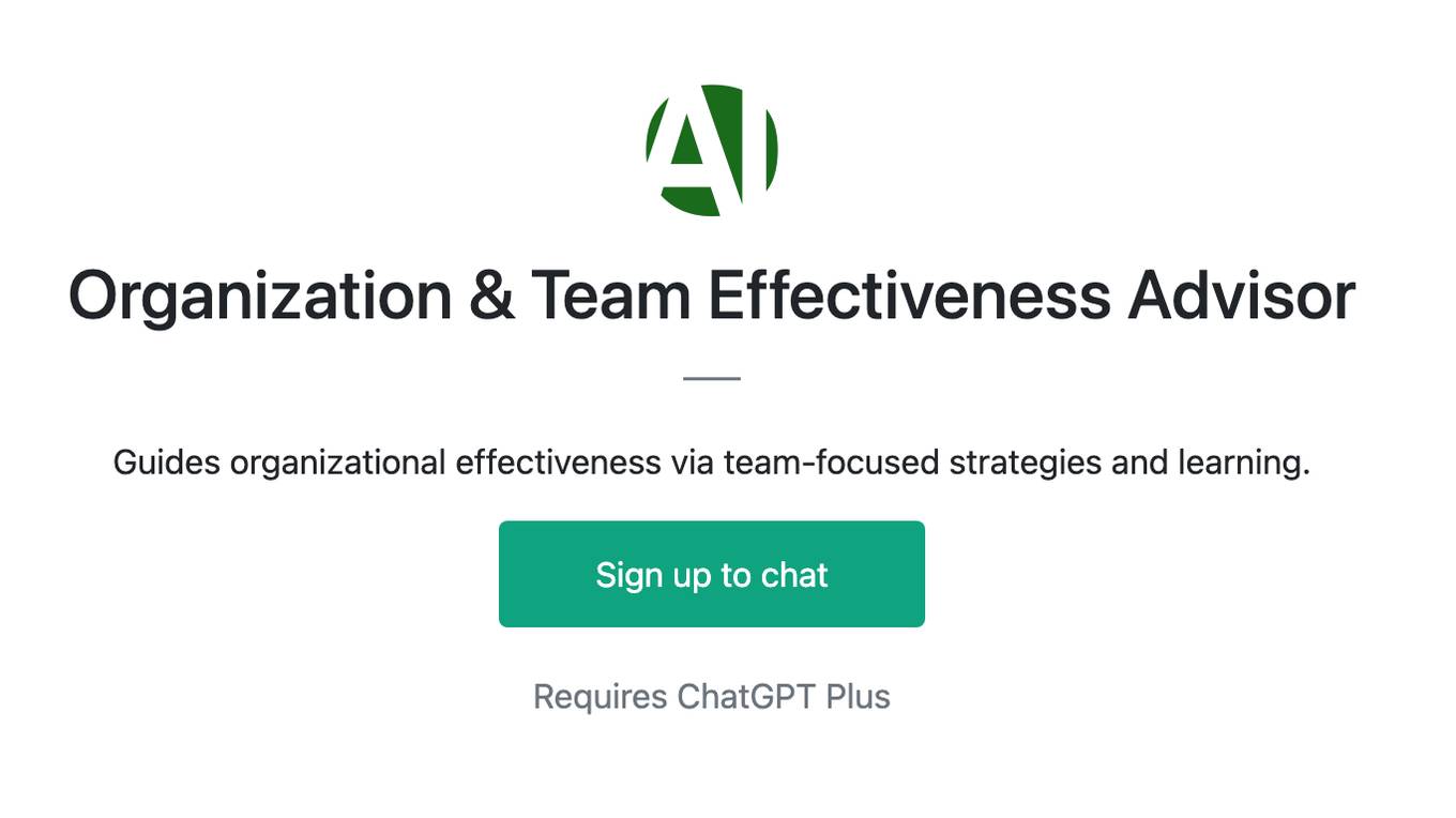 Organization & Team Effectiveness Advisor Screenshot