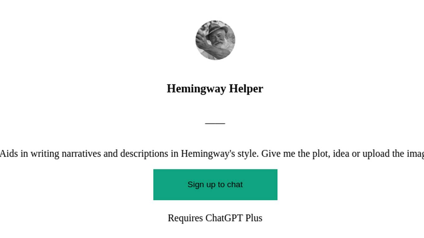 Hemingway Helper Screenshot