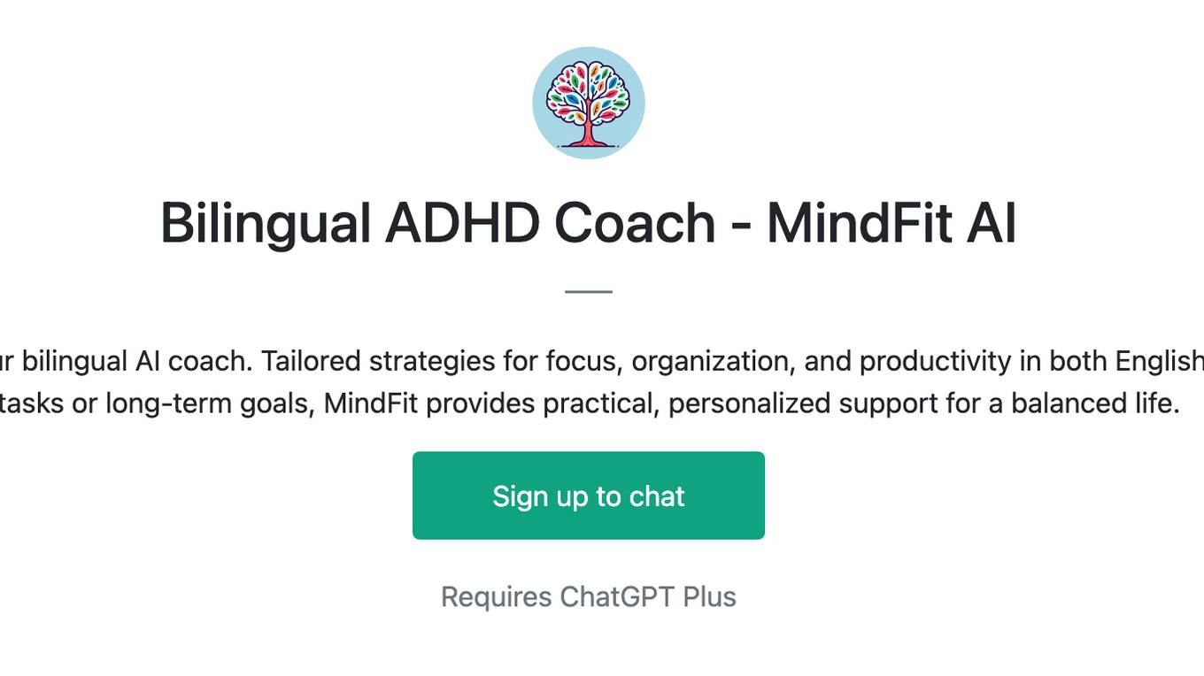 Bilingual ADHD Coach - MindFit AI Screenshot