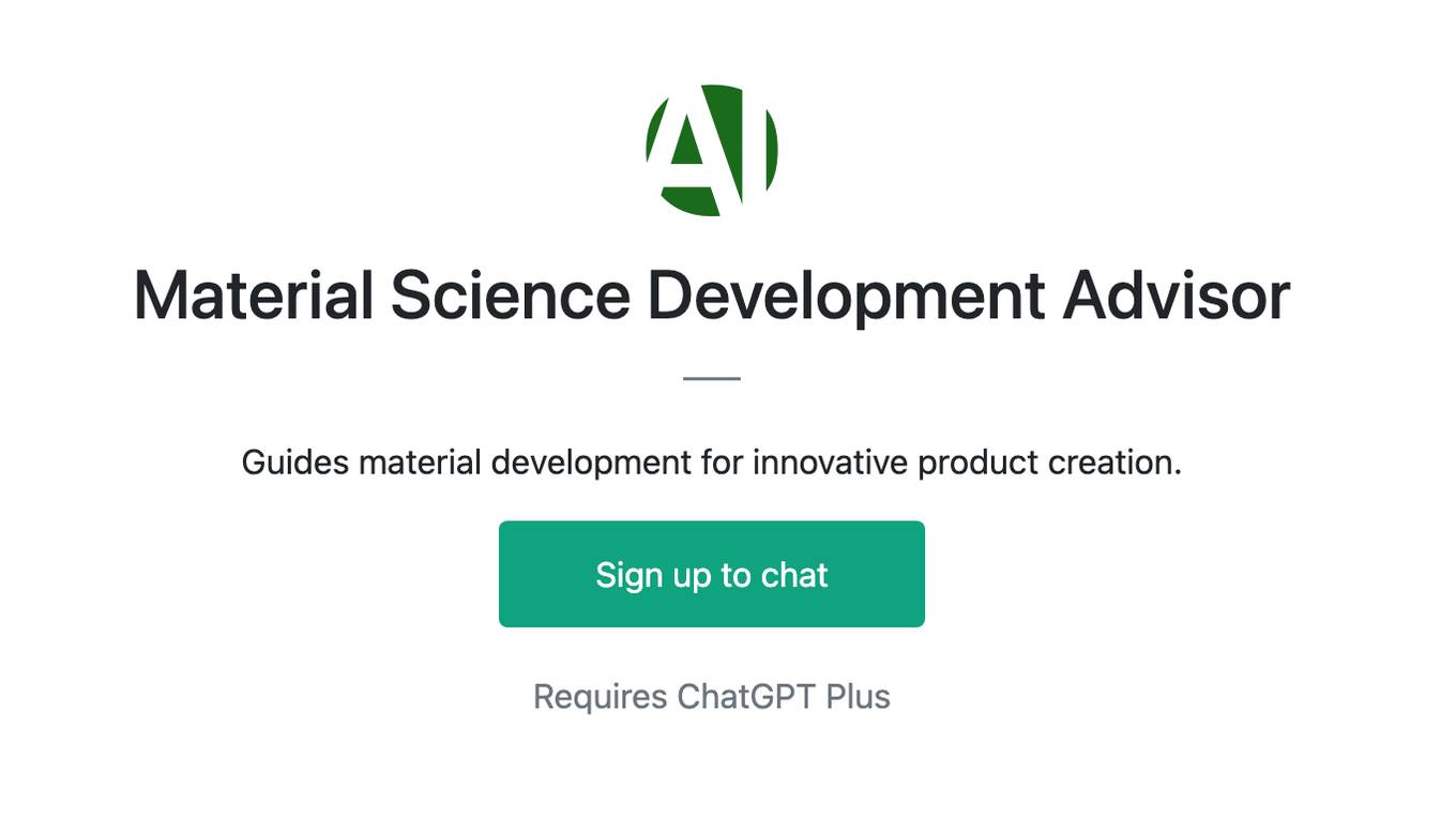 Material Science Development Advisor Screenshot