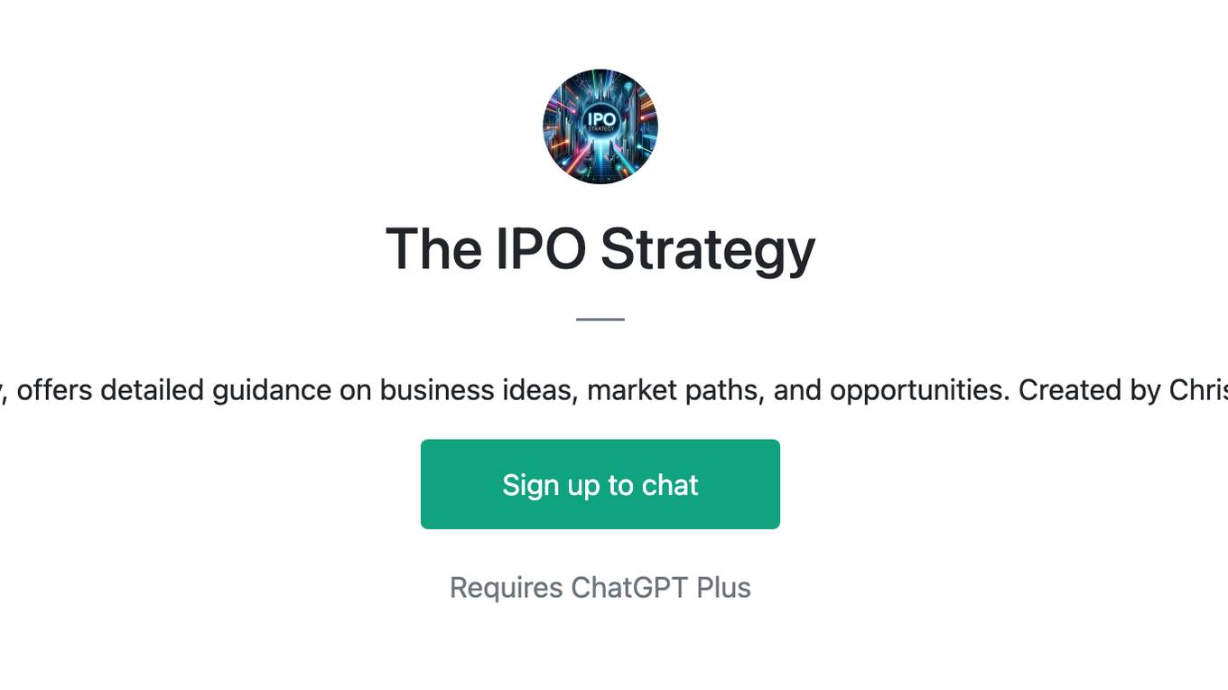 The IPO Strategy Screenshot