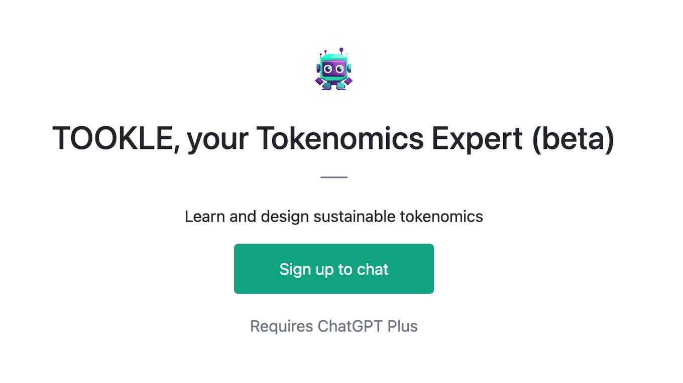 TOOKLE, your Tokenomics Expert (beta) Screenshot