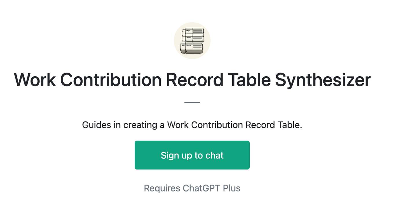 Work Contribution Record Table Synthesizer Screenshot