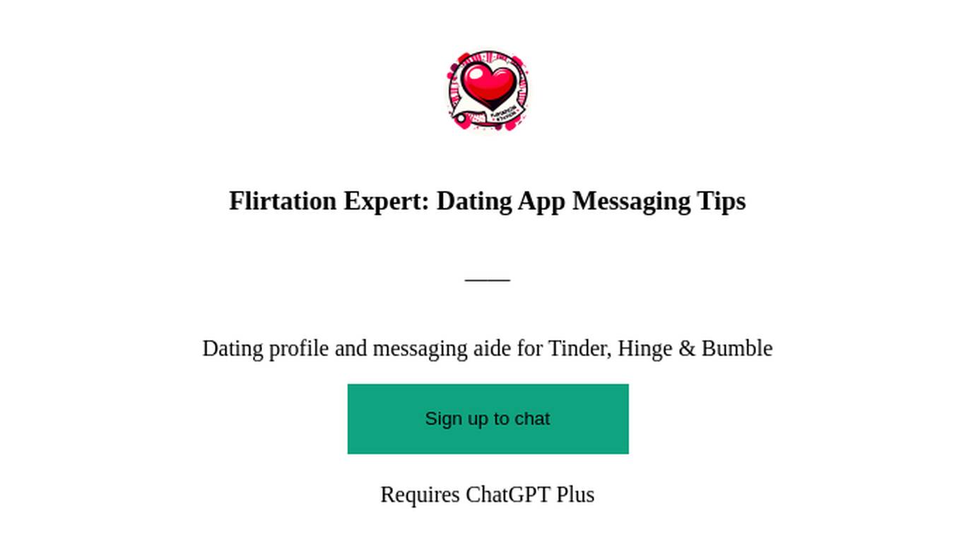 Flirtation Expert: Dating App Messaging Tips Screenshot