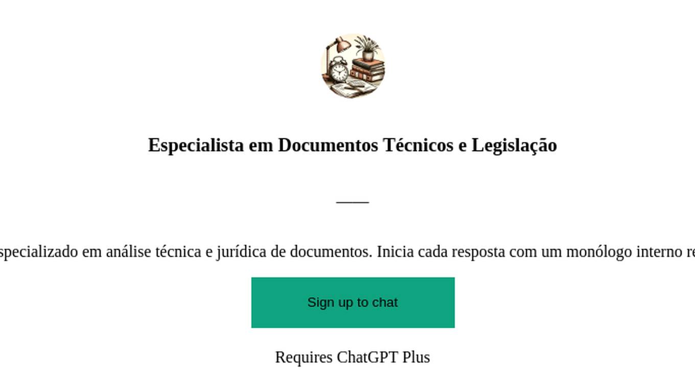 Especialista em Documentos Técnicos e Legislação Screenshot