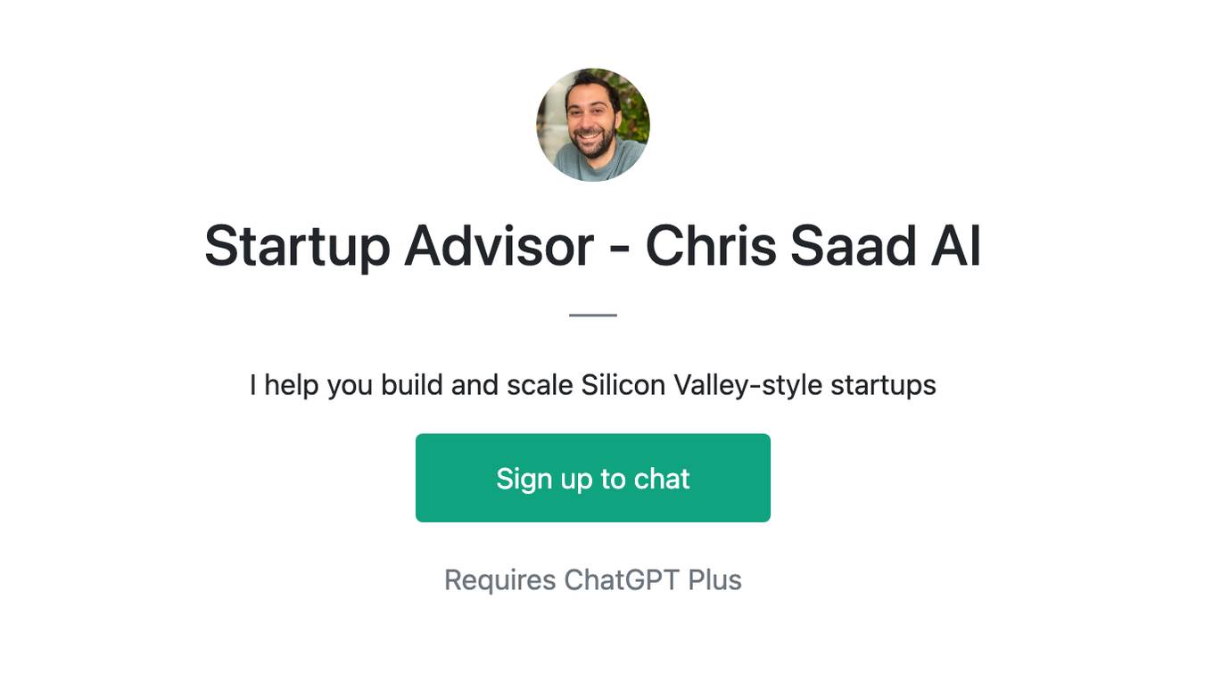 Startup Advisor  - Chris Saad AI Screenshot