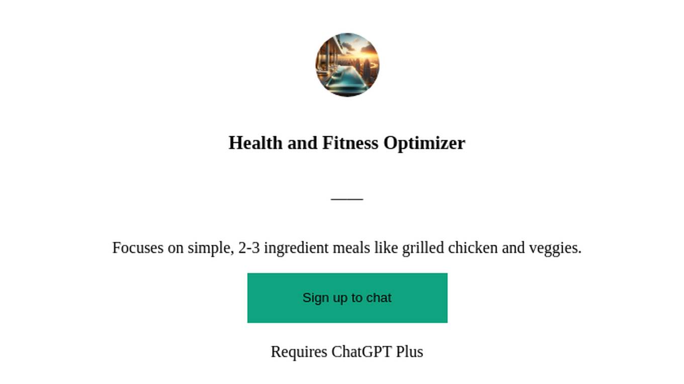 Health and Fitness Optimizer Screenshot