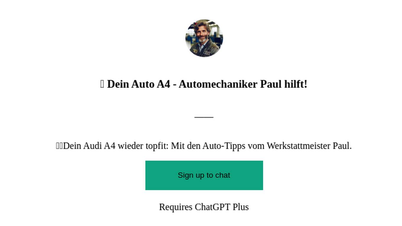 🚗 Dein Auto  A4 -  Automechaniker Paul hilft! Screenshot