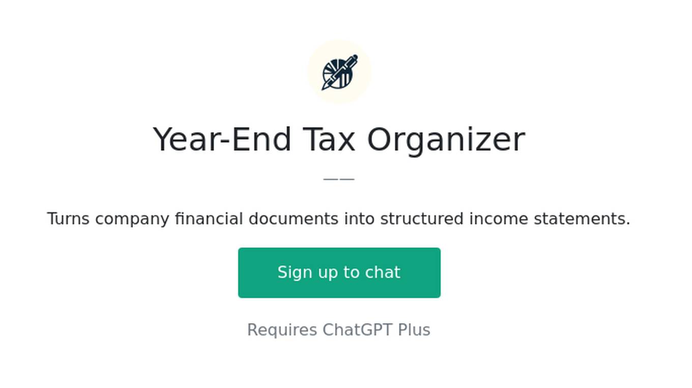 Year-End Tax Organizer Screenshot