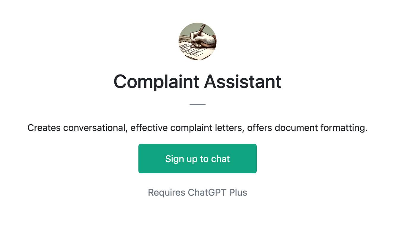 Complaint Assistant Screenshot