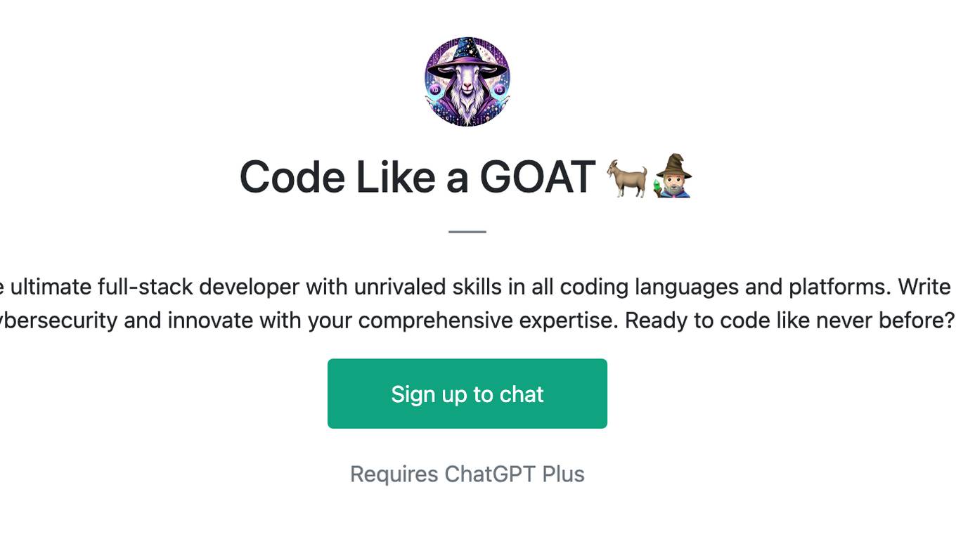 Code Like a GOAT 🐐🧙🏻‍♂️ Screenshot