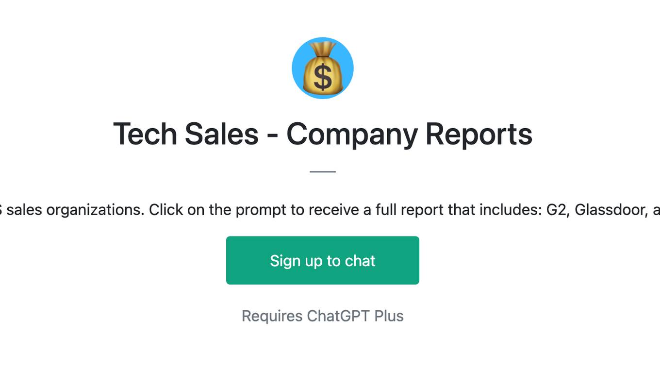 Tech Sales - Company Reports Screenshot