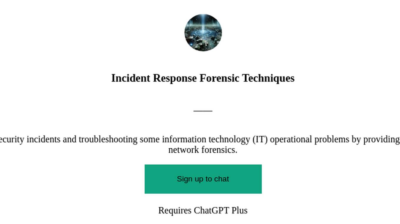 Incident Response Forensic Techniques Screenshot