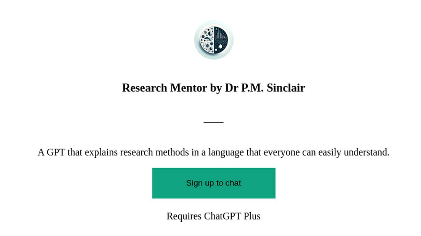 Research Mentor by Dr P.M. Sinclair Screenshot