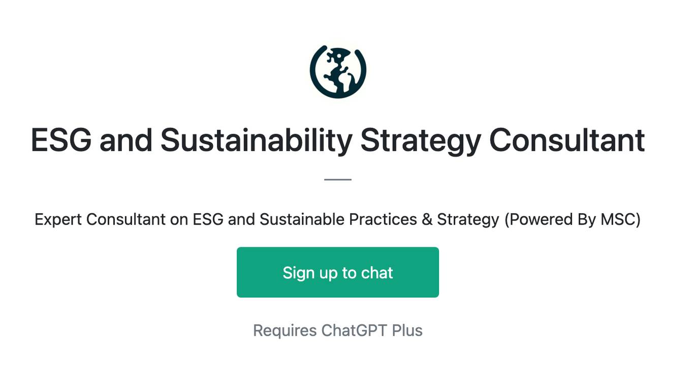 ESG and Sustainability Strategy Consultant Screenshot