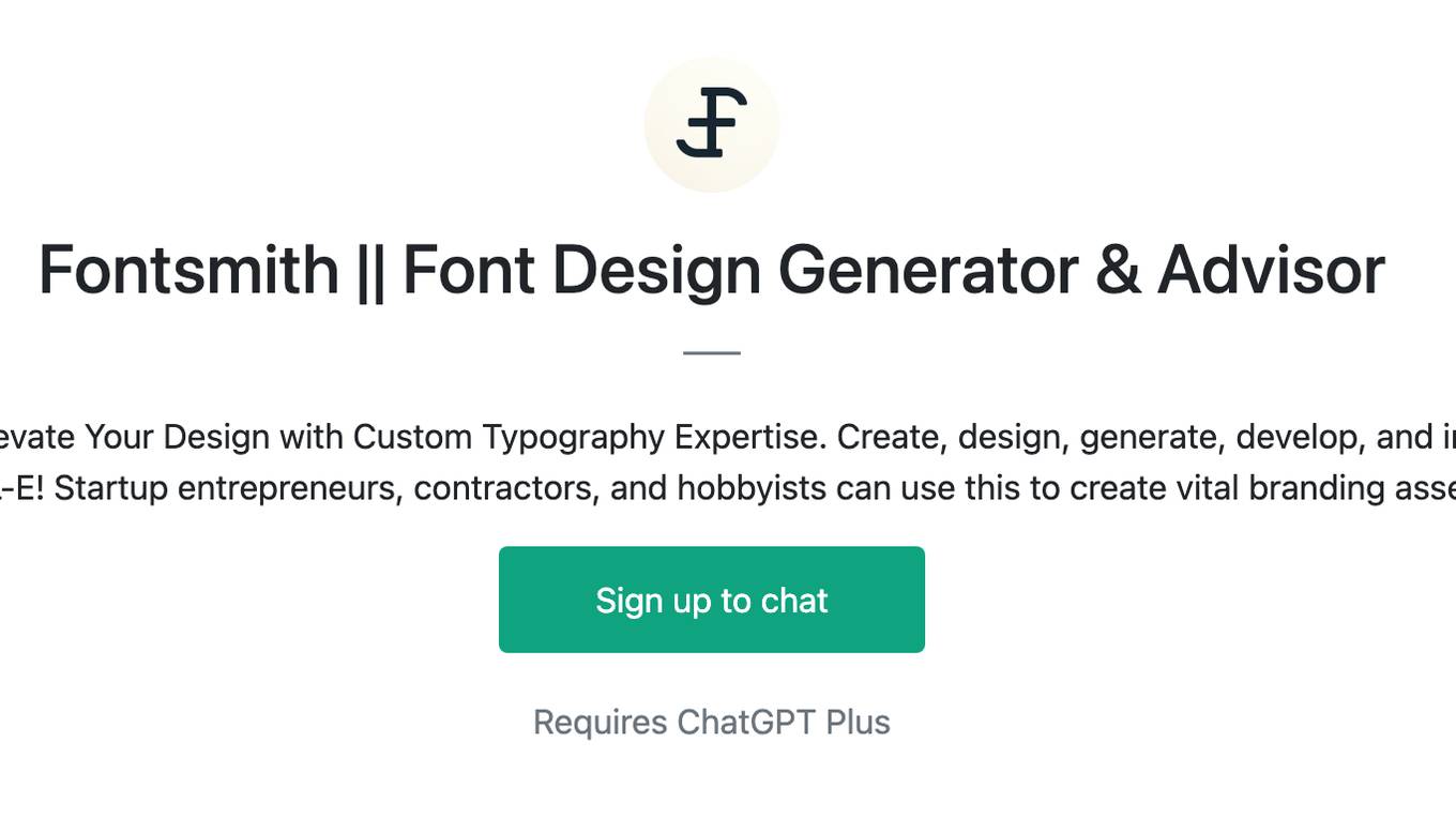 Fontsmith || Font Design Generator & Advisor Screenshot