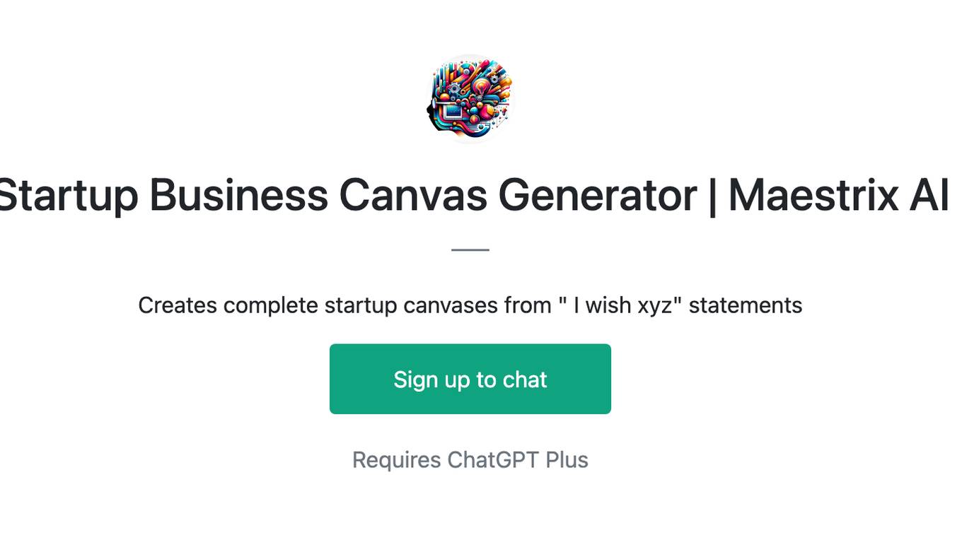 Startup Business Canvas Generator | Maestrix AI Screenshot