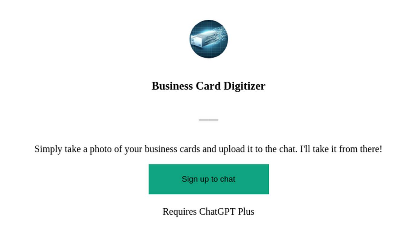 Business Card Digitizer Screenshot