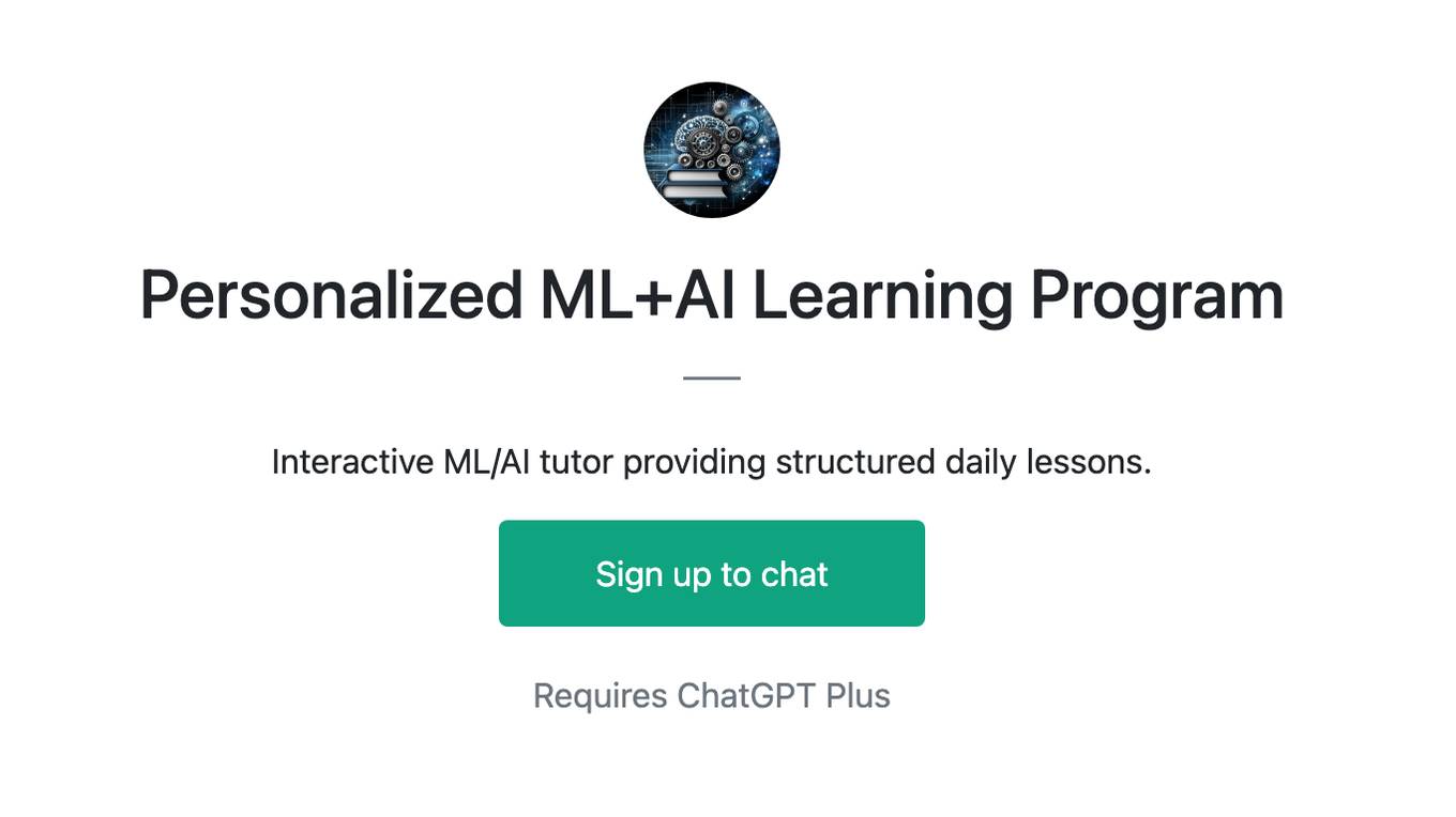 Personalized ML+AI Learning Program Screenshot