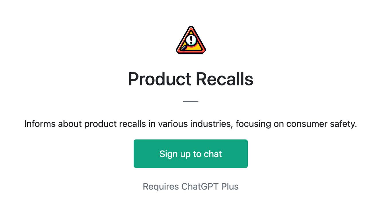 Product Recalls Screenshot