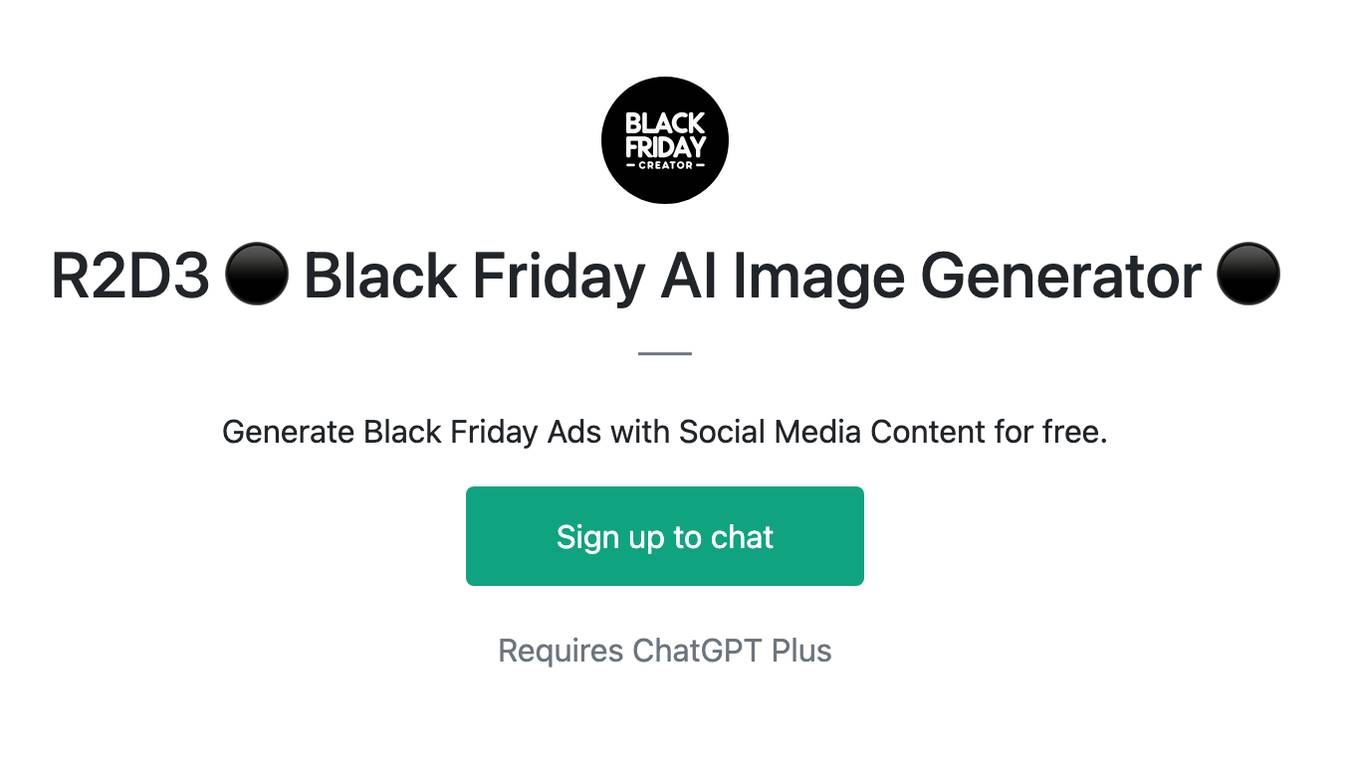 R2D3 ⚫️ Black Friday AI Image Generator  ⚫️ Screenshot