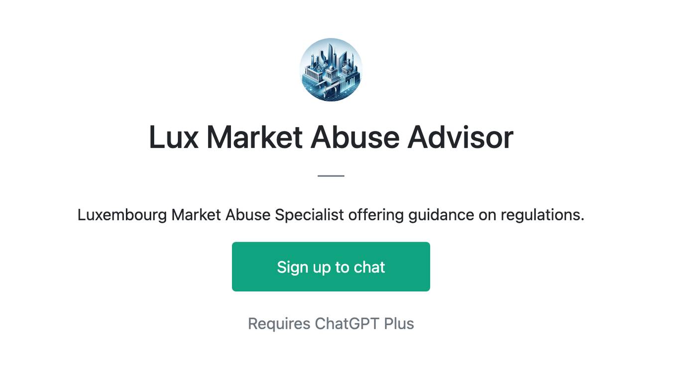 Lux Market Abuse Advisor Screenshot